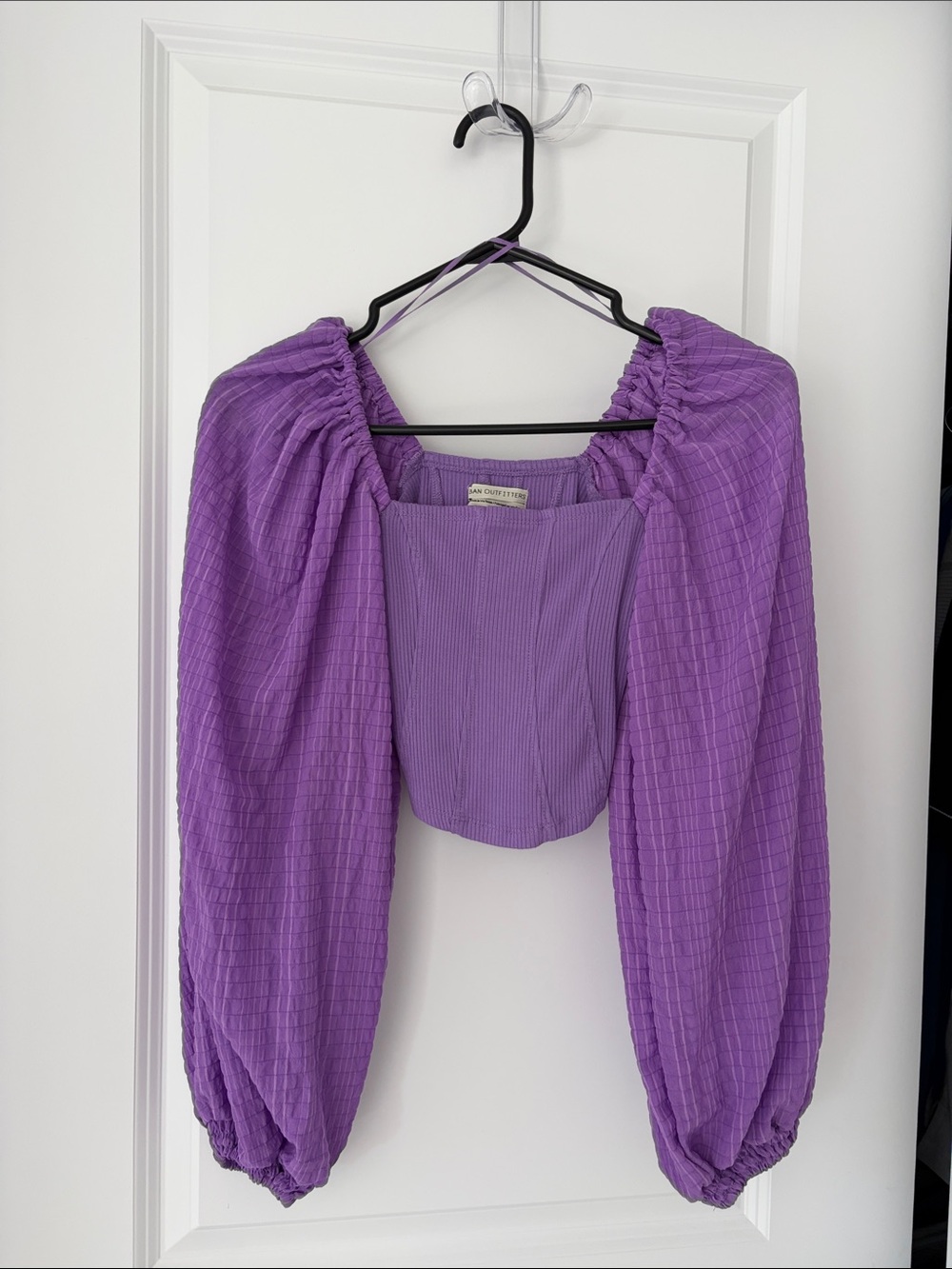 Urban Outfitters Lavender Purple Puff-Sleeve Crop Top